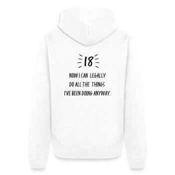 18 - Unisex Premium Organic Zip Hoodie - white - Back - Thijin (182cm)