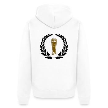 bier kranz - Unisex Premium Bio Zip Hoodie - Weiß - Hinten - Thijin (182cm)