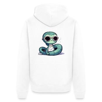 Oko die Schlange - Unisex Premium Bio Zip Hoodie - Weiß - Hinten - Thijin (182cm)