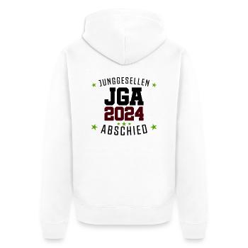 Enterrement de vie de garçon enterrement de vie de garçon 2024 - Veste à capuche bio Premium Unisexe - blanc - Dos - Thijin (182cm)