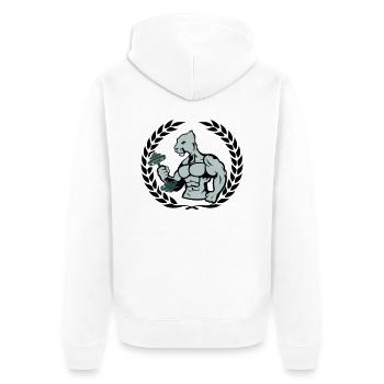 bodybuilder jaguar - Unisex Premium Bio Zip Hoodie - Weiß - Hinten - Thijin (182cm)