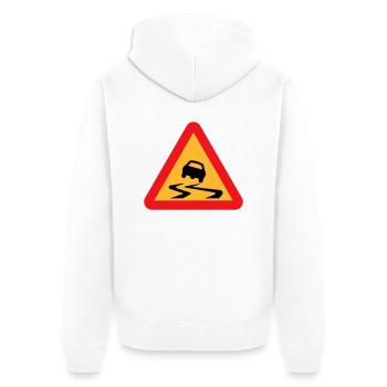 Rutschige Straße Auto Warnung - Unisex Premium Bio Zip Hoodie - Weiß - Hinten - Thijin (182cm)