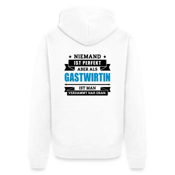 Funshirt Gastwirtin - Unisex Premium Bio Zip Hoodie - Weiß - Hinten - Thijin (182cm)