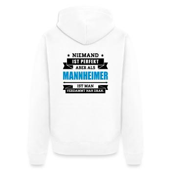 Funshirt Mannheimer - Unisex Premium Bio Zip Hoodie - Weiß - Hinten - Thijin (182cm)