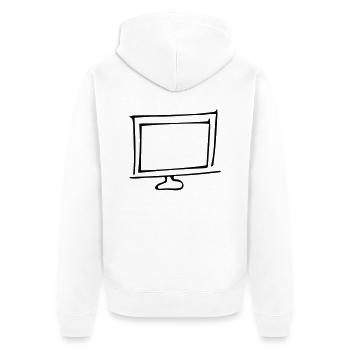Bildschirm,Fernsehgerät,Fernseher,Glotze,TV,Röhre, - Unisex Premium Bio Zip Hoodie - Weiß - Hinten - Thijin (182cm)