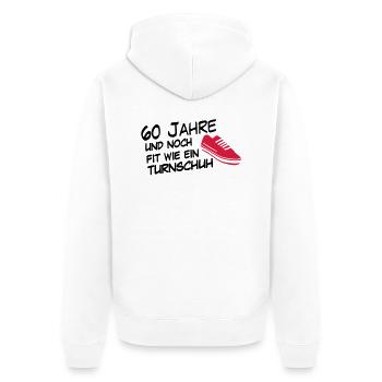60turnschuh - Unisex Premium Bio Zip Hoodie - Weiß - Hinten - Thijin (182cm)