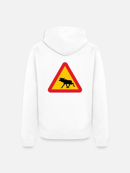 Varning för älg - Ekologisk premiumluvjack unisex - vit
