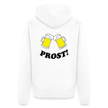 bier_prost - Unisex Premium Bio Zip Hoodie - Weiß - Hinten - Thijin (182cm)
