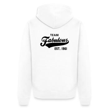 TEAM Fabulous Est. 1961 Birthday Anniversary - Unisex Premium Bio Zip Hoodie - Weiß - Hinten - Thijin (182cm)