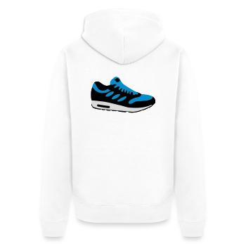 schuh__f3 - Unisex Premium Organic Zip Hoodie - white - Back - Thijin (182cm)