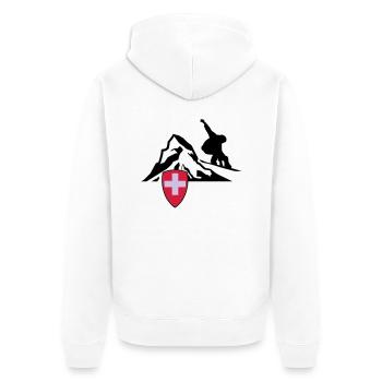matterhorn schweiz zermatt - Unisex Premium Bio Zip Hoodie - Weiß - Hinten - Thijin (182cm)