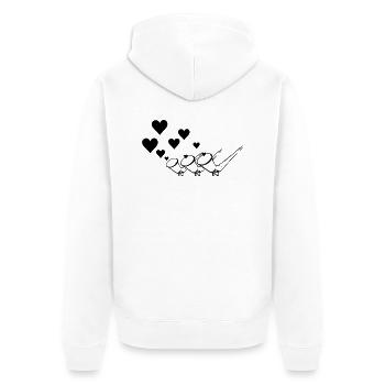 ALPHORN,HORN,BLASINSTRUMENT,ALPEN,POLSTERPFEIFEF - Unisex Premium Bio Zip Hoodie - Weiß - Hinten - Thijin (182cm)