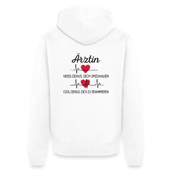 Ärztin - Unisex Premium Bio Zip Hoodie - Weiß - Hinten - Thijin (182cm)