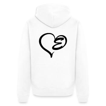 Herz Buchstabe E - Unisex Premium Bio Zip Hoodie - Weiß - Hinten - Thijin (182cm)