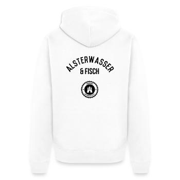 Alster water and fish 1 (Hamburg) - Unisex Premium Organic Zip Hoodie - white - Back - Thijin (182cm)