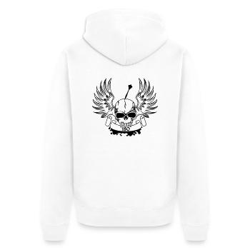 Dart 180 - Unisex Premium Bio Zip Hoodie - Weiß - Hinten - Thijin (182cm)