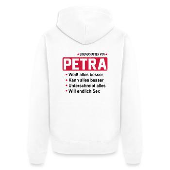 petra - Unisex Premium Bio Zip Hoodie - Weiß - Hinten - Thijin (182cm)