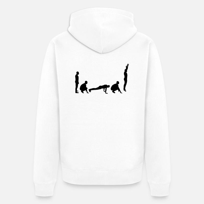 Evolution - Burpee - Unisex Premium Bio Zip Hoodie - Weiß