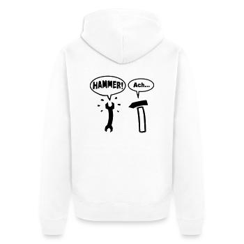 Der Hammer - Unisex Premium Bio Zip Hoodie - Weiß - Hinten - Thijin (182cm)