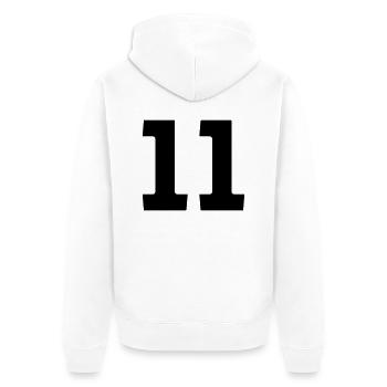 11 - Unisex Premium Bio Zip Hoodie - Weiß - Hinten - Thijin (182cm)