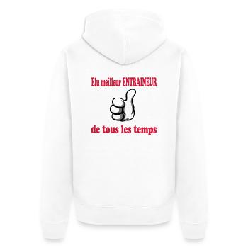 Meilleur entraineur de tous les temps - Unisex Premium Bio Zip Hoodie - Weiß - Hinten - Thijin (182cm)