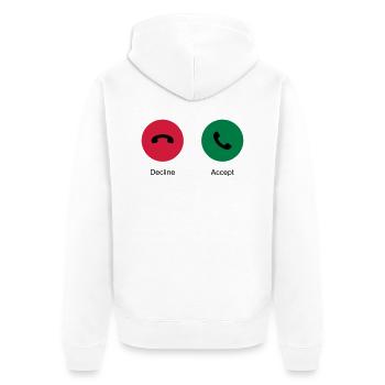 Decline Accept (Phone Call) - Unisex Premium Organic Zip Hoodie - white - Back - Thijin (182cm)