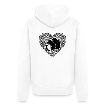 Camera - DSLR - SLR - photographer - heart - Unisex Premium Organic Zip Hoodie - white - Back - Thijin (182cm)
