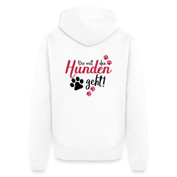 die mit den hunden geht - Unisex Premium Bio Zip Hoodie - Weiß - Hinten - Thijin (182cm)