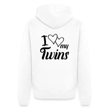 hearts i love my twins - Unisex Premium Bio Zip Hoodie - Weiß - Hinten - Thijin (182cm)