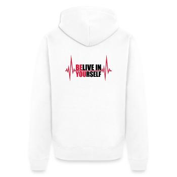 Be You Belive - Unisex Premium Bio Zip Hoodie - Weiß - Hinten - Thijin (182cm)