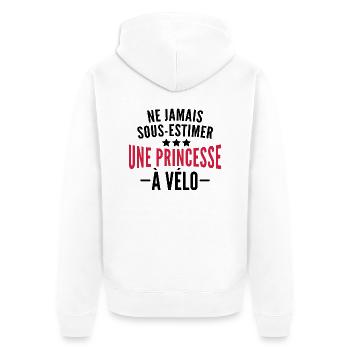 sous estimez une princesse à vélo - humour femme - Veste à capuche bio Premium Unisexe - blanc - Dos - Thijin (182cm)
