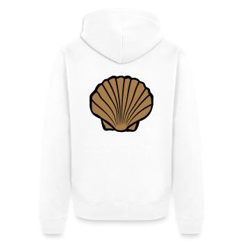 Braune Muschel Logo - Unisex Premium Bio Zip Hoodie - Weiß - Hinten - Thijin (182cm)