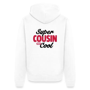 super cousin cool / cadeau humour cousin - Veste à capuche bio Premium Unisexe - blanc - Dos - Thijin (182cm)