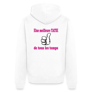 Beste TANTE ALLER ZEITEN - Unisex Premium Bio Zip Hoodie - Weiß - Hinten - Thijin (182cm)