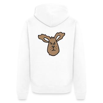 Hase wütend Böse Frech aggressiv hassen Frust Wut - Unisex Premium Bio Zip Hoodie - Weiß - Hinten - Thijin (182cm)