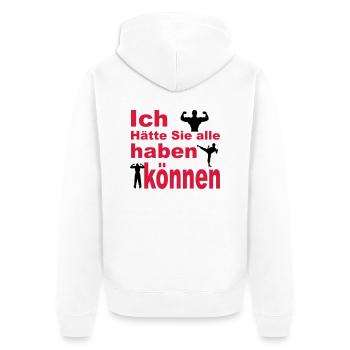 junggesellenabschied - Unisex Premium Bio Zip Hoodie - Weiß - Hinten - Thijin (182cm)