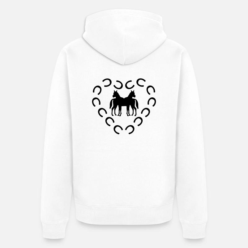 empreintes cheval coeur - Veste à capuche bio Premium Unisexe - blanc