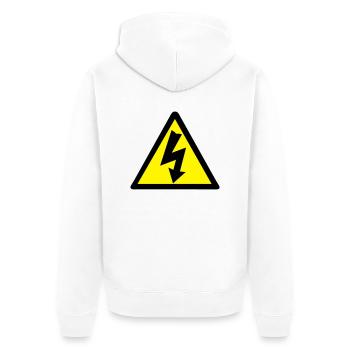 Attention électricité - Veste à capuche bio Premium Unisexe - blanc - Dos - Thijin (182cm)