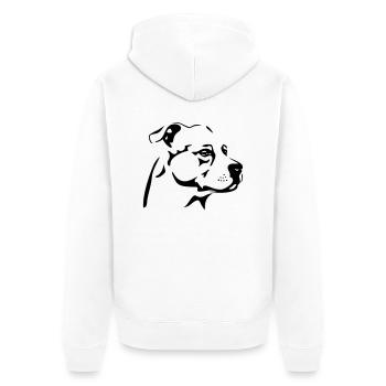 American Staffordshire Terrier head - Unisex Premium Organic Zip Hoodie - white - Back - Thijin (182cm)