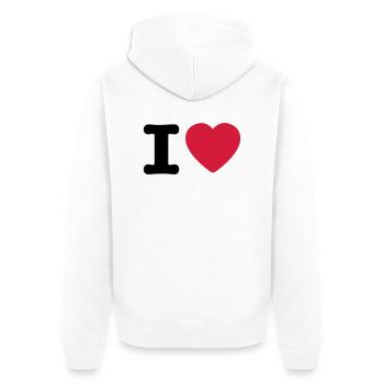 I love / I heart DELUXE - Unisex Premium Organic Zip Hoodie - white - Back - Thijin (182cm)