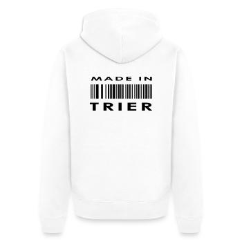 Trier - Unisex Premium Organic Zip Hoodie - white - Back - Thijin (182cm)
