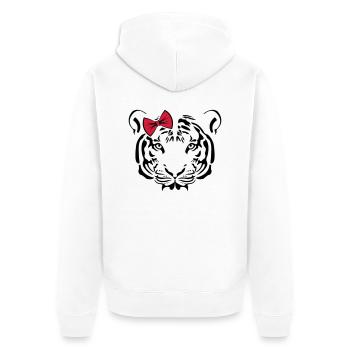 niedlicher Tiger CUTE EDITION - Unisex Premium Bio Zip Hoodie - Weiß - Hinten - Thijin (182cm)