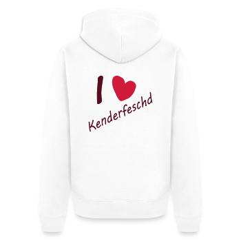 I love Kenderfeschd - Unisex Premium Bio Zip Hoodie - Weiß - Hinten - Thijin (182cm)