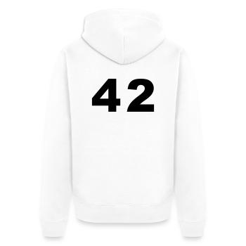 Number - 42 - Forty Two - Unisex Premium Bio Zip Hoodie - Weiß - Hinten - Thijin (182cm)