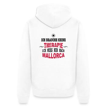 THERAPIE Mallorca SONNE - Unisex Premium Bio Zip Hoodie - Weiß - Hinten - Thijin (182cm)