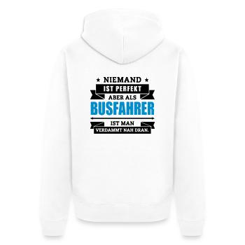 Funshirt Busfahrer - Unisex Premium Bio Zip Hoodie - Weiß - Hinten - Thijin (182cm)