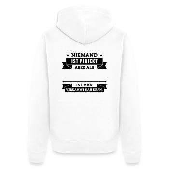 Funshirt Dein Text - Unisex Premium Bio Zip Hoodie - Weiß - Hinten - Thijin (182cm)
