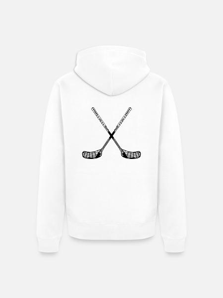 Floorball Sticks - Unisex Premium Organic Zip Hoodie - white