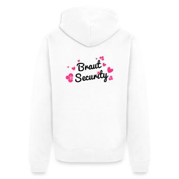 Braut Security - Unisex Premium Bio Zip Hoodie - Weiß - Hinten - Thijin (182cm)