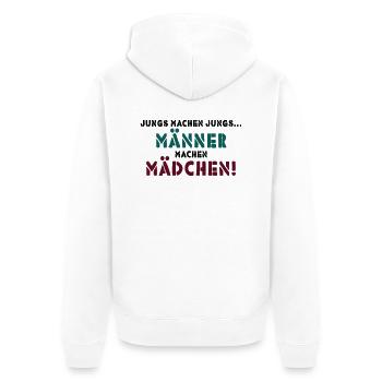 JUNGS MACHEN JUNGS - Unisex Premium Bio Zip Hoodie - Weiß - Hinten - Thijin (182cm)